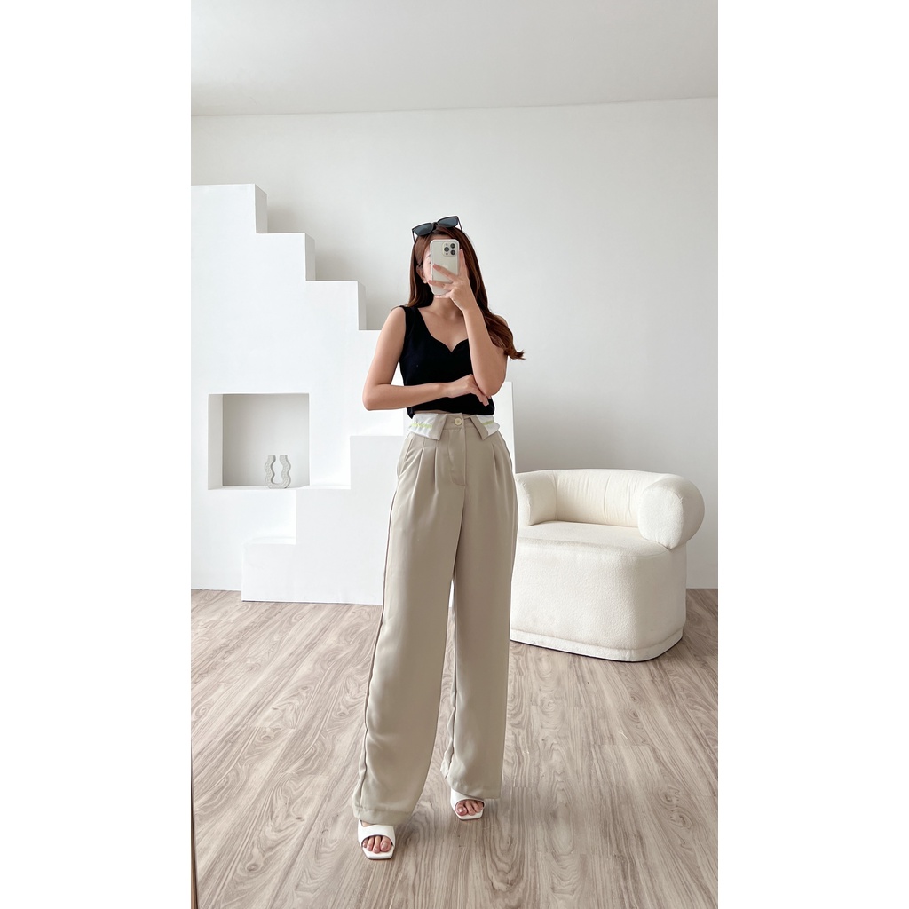 POTTIE - Cassey Collar Cullotes Pants - Long Culottes High Waist