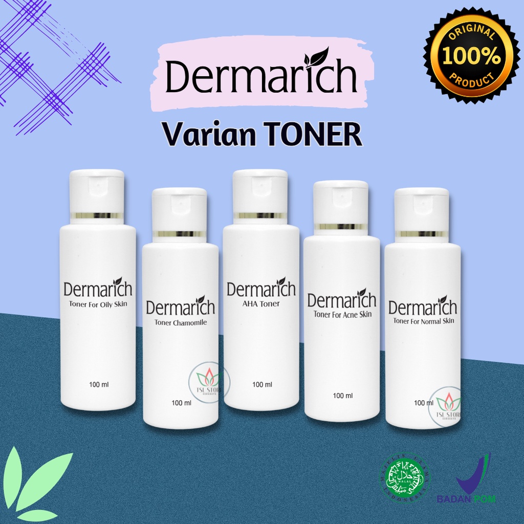 Dermarich Toner - Penyegar Wajah Dermarich - Varian Toner Acne | AHA Toner | Toner Oily | Toner Norm