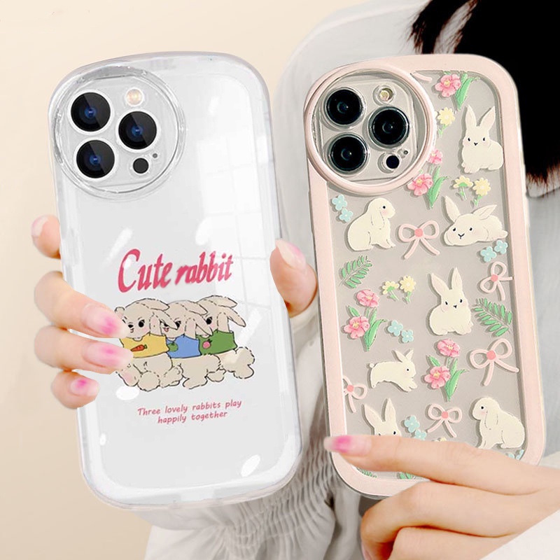 Tiga Kelinci Lucu Case VIVO Y16 Y22 Y35 Y33S Y21T Y21S Y33S Y11 Y12 Y15 Y17 Y12S Y12A Y15S Y15A Y20S Y20i Y19 Y91C Y30 Y50 Y51 S1 Silikon Lembut Case Cover