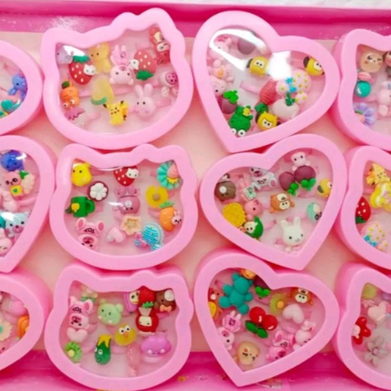 Cincin Anak Anak Isi 12 Pcs free Box Cincin Anak Motif Lucu