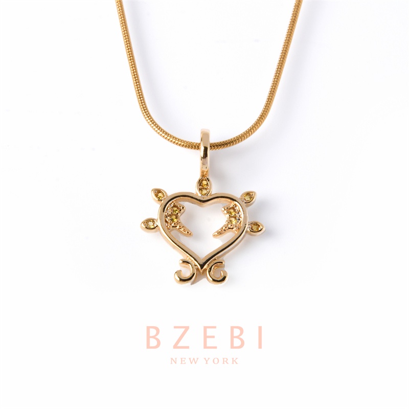 Bzebi Kalung Emas 18k, Kalung Baja Titanium, Kalung Liontin Berlian, Anti Karat, Aksesoris Fashion Wanita, Perhiasan Gaya Korea, Hadiah Ulang Tahun Dengan Kotak Eksklusif 869n