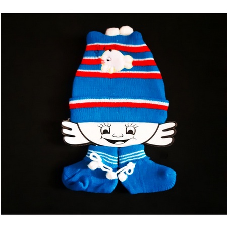 Topi Set Rajut / Set Topi dan Kaos Kaki Rajut Bayi / Siet New Born Hat &amp; Socks Baby isi 1 pcs