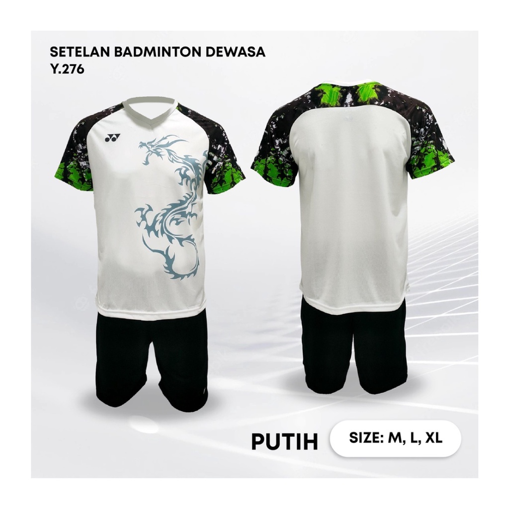 Kaos bulutangkis pria Y276 setelan baju celana badminton jersey wanita dewasa t-shirt outfit seragam jarsey kostum olahraga pakaian apparel sport jersy bulu tangkis casual jersi sudirman thomas uber cup print custom suit putih polos