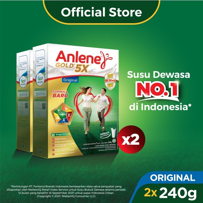 

[BISA COD] Anlene Gold 5X Susu Bubuk Dewasa Original 2x240g - Tulang & Sendi