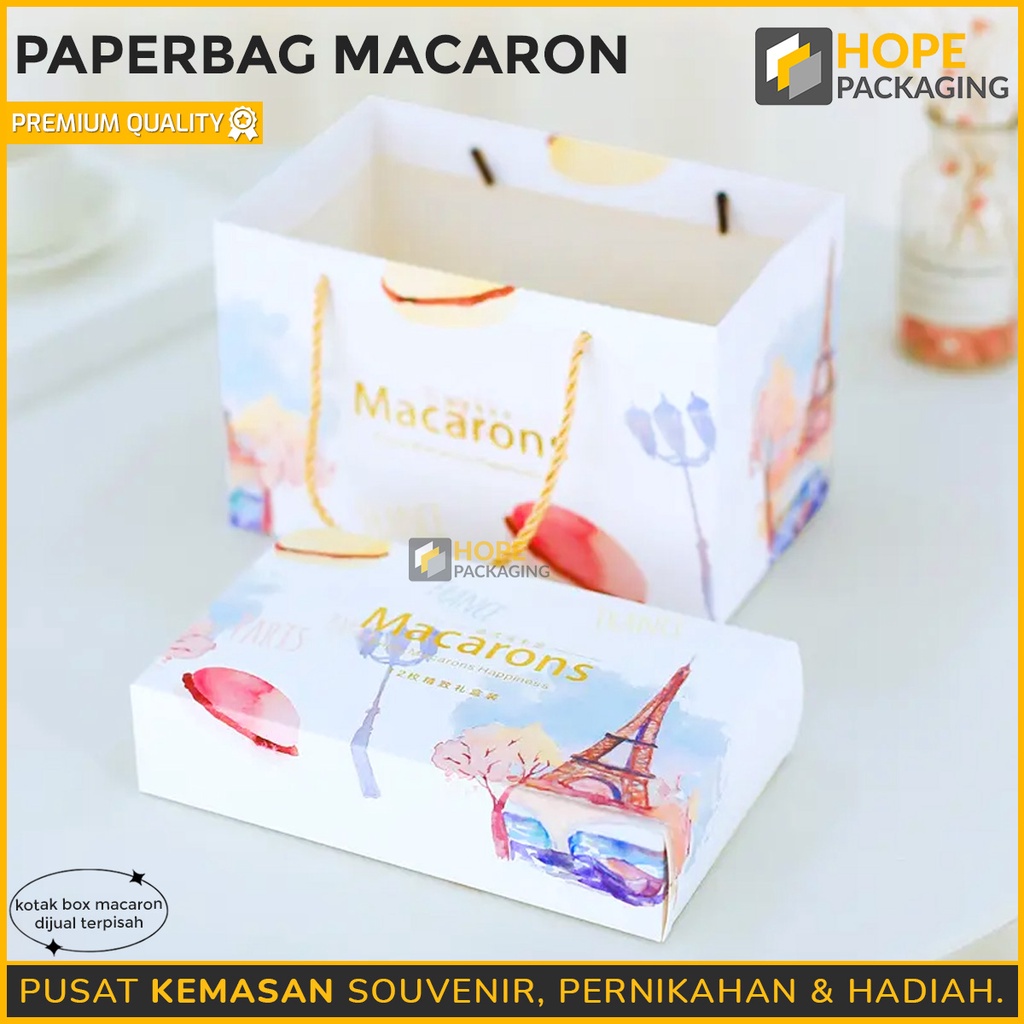 PaperBag Macaron  / souvenir makanan kue ulang tahun murah / paperbag motif | kotak kue