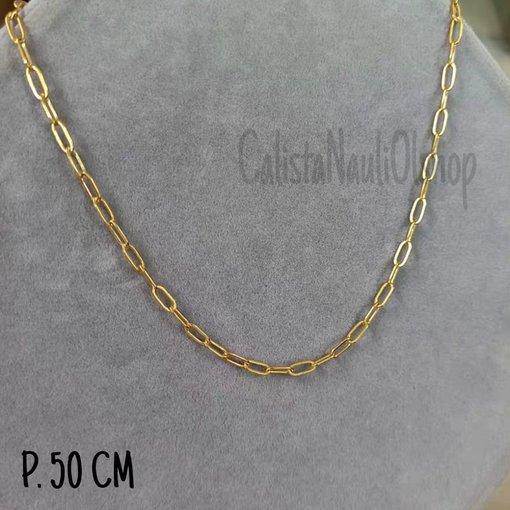 KALUNG TITANIUM OVAL CLIP GOLD PERHIASAN EMAS KOREA ANTI KARAT DAN ANTI LUNTUR