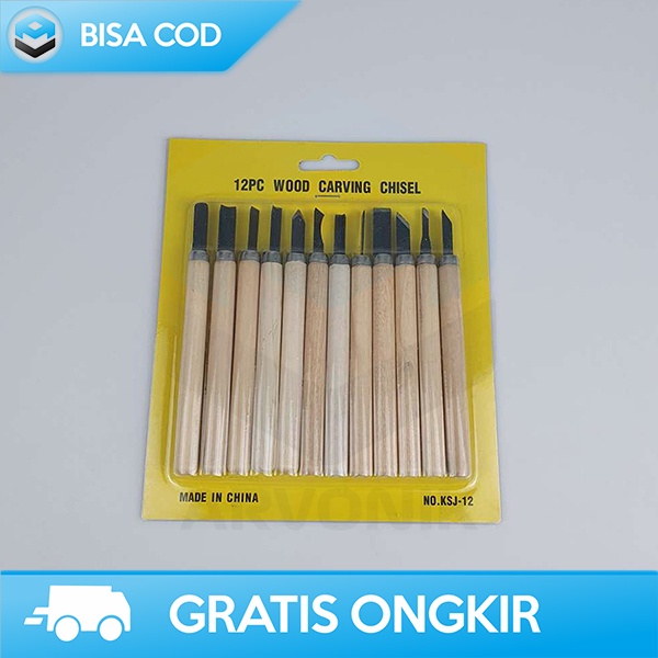 SET ALAT UKIR PAHAT KAYU 12IN1 PERALATAN DIY TOOKIE WOOD CARVING ART