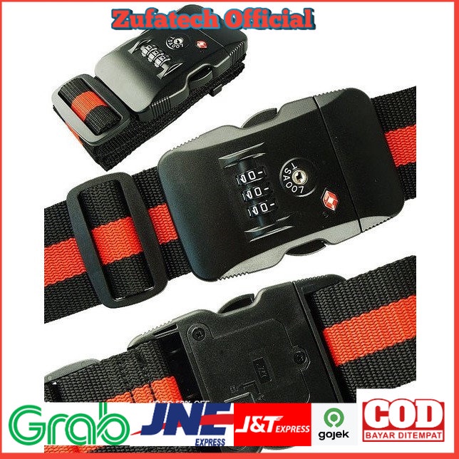 Travel Luggage Coded Lock Suitcase Belt Tali Koper Gembok TSA PIN - TSA319 - Black - OMTP01BK