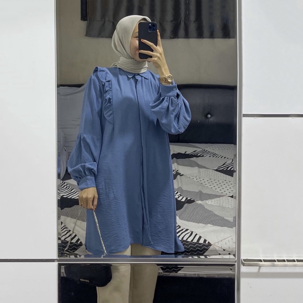 [COD] Shazfa.apparel - Baju Atasan Wanita Terlaris Bahan Crinkle Donel Tunik