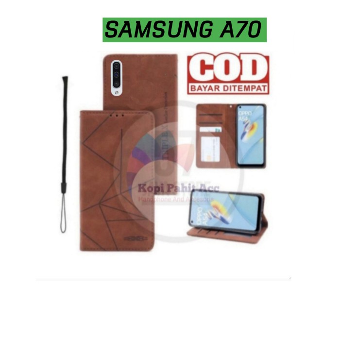 Case Samsung A70 A7 2019 Flip Cover Wallet Leather Case Dompet Magnet