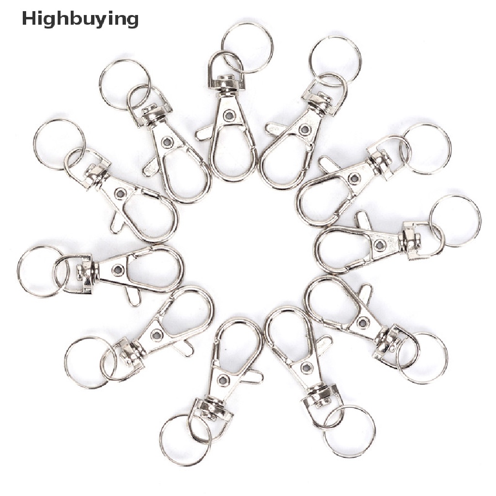 Hbid 10PC Klip Trigger Putar Silver Snap Lobster Clasp Hook Tas Gantungan Kunci Hooks Clips Key Hooks Keychain DIY Hadiah10Pc Silver Klip Trigger Putar Snap Lobster Clasp Hook Bag Key