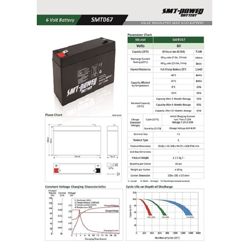 Aki UPS Samoto SMT 6v 7.5AH 7AH - Baterai UPS Aki Kering VRLA Battery UPS Batere UPS Aki Mainan