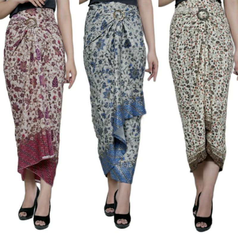 (50 Motif) Rok Lilit Batik Bawahan Kebaya Modern Rok Serut Batik Free Ring Kain Batik Floral Batik Couple Pasangan