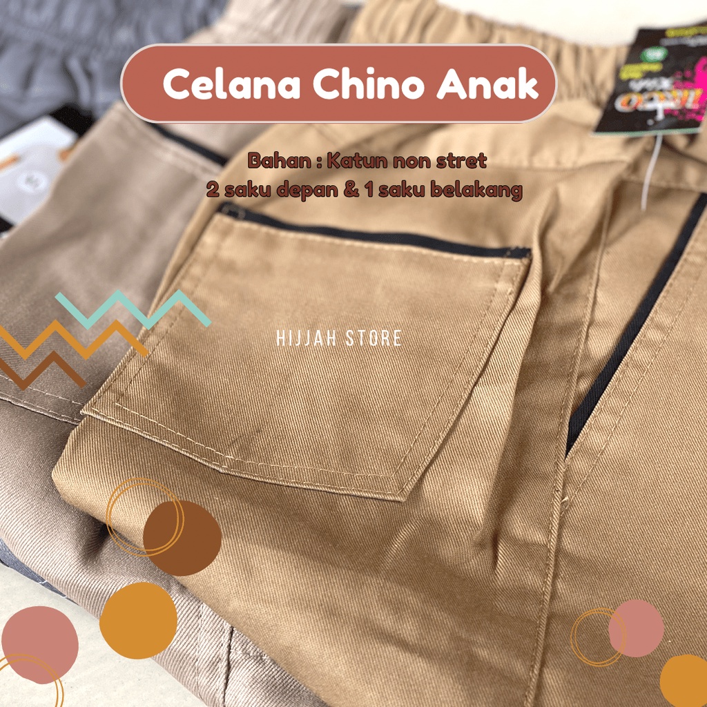 celana chino panjang anak unisex bahan katun umur 2 4 6 8 10 tahun Hitam abu mocca krem