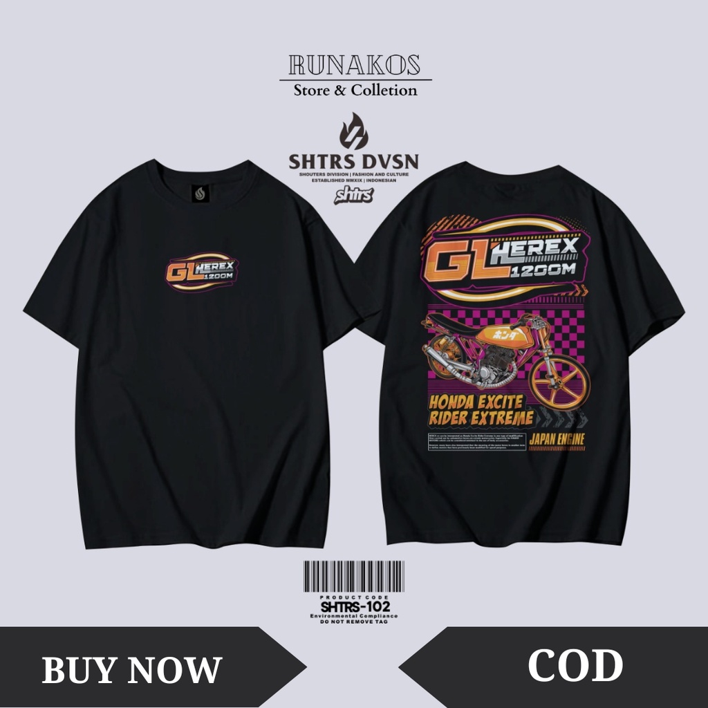KAOS HITAM GL HEREK,KAOS HITAM COTTON COMBED 24S 30S | KAOS MOTOR GL PRO GL 100