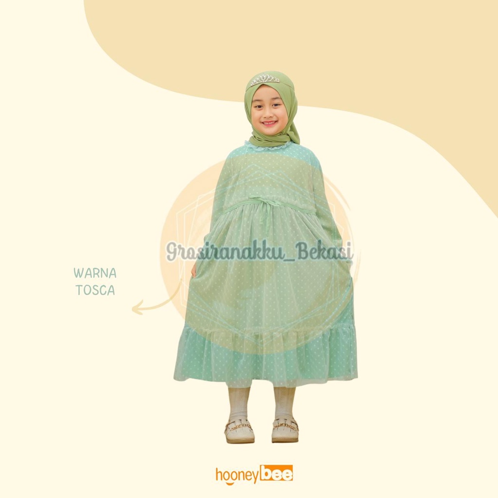 Gamis Anak Tile Quenbee Junior Honeybee  Warna Tosca Size 2-10 Thn