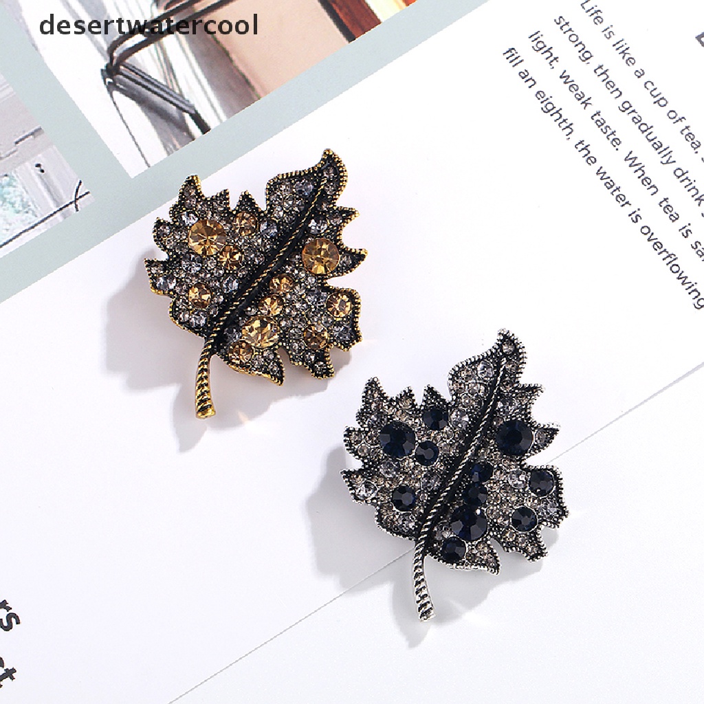 Deid Berlian Imitasi Maple Berbentuk Daun Bros Pin Retro Lencana Tas Pernikahan Dekorasi Ornamen Martijn