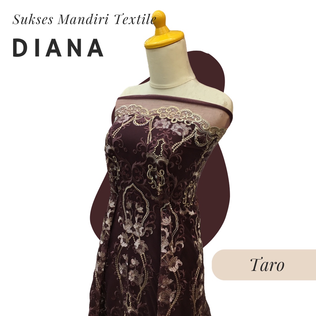 [DIANA] Brukat Tile Premium Mewah Tile Warna Taro Ungu Coklat | Harga ½ meter = 50 cm (Bahan Dress B