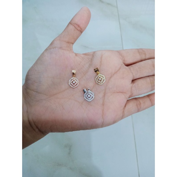 kalung rantai nori paperclip+liontin bungan segi 6 mata putih/perak asli silver 925 lapis emas/perhiasan fashion wanita terbaru