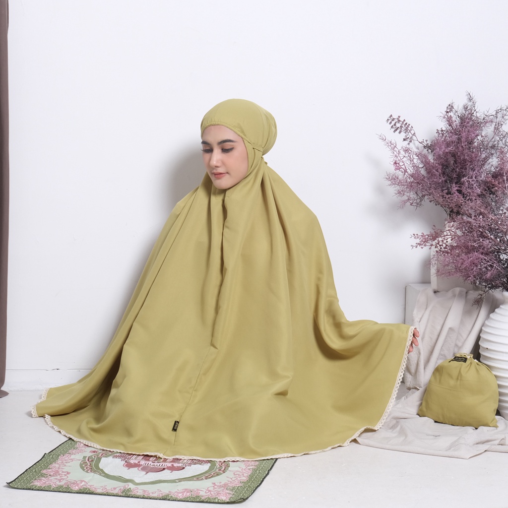 Full Set Mukena + Sajadah Syakila Dewasa Travel Series Katun Polos Renda Arbifa