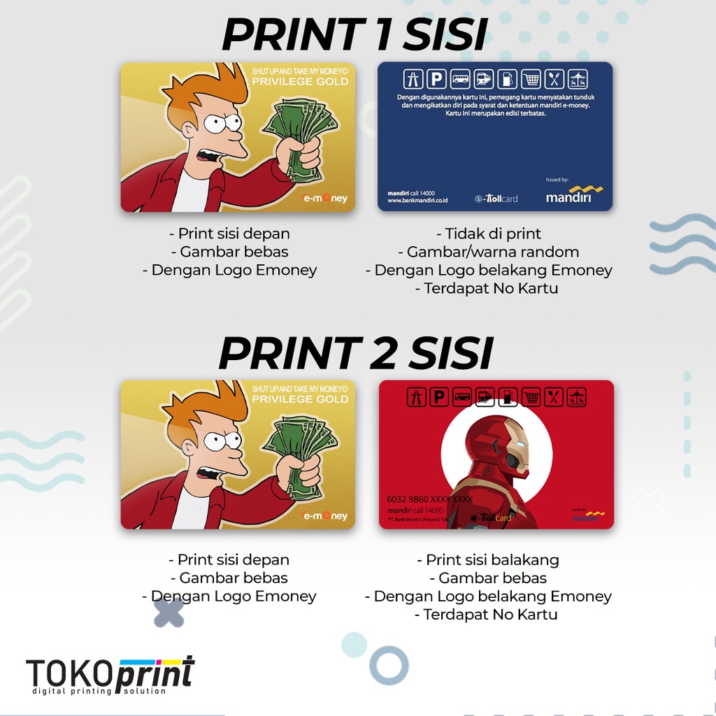 Custom ID CARD BUMN Terbaru Emoney Brizzi Tapcash Flazz Etoll atau perusahaan lainnya