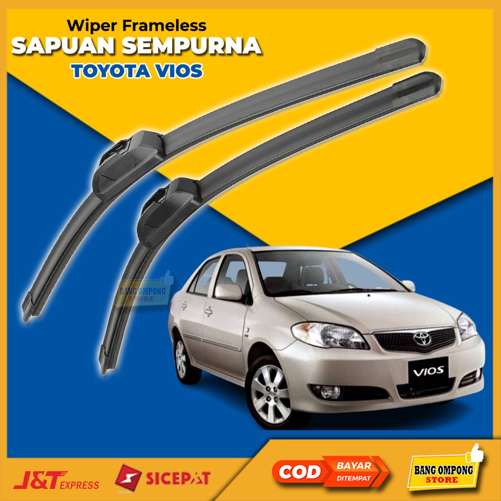 1 SET WIPER MOBIL FRAMELESS TOYOTA VIOS WIFER KACA MOBIL VIOS LIMO GEN 1 2 3