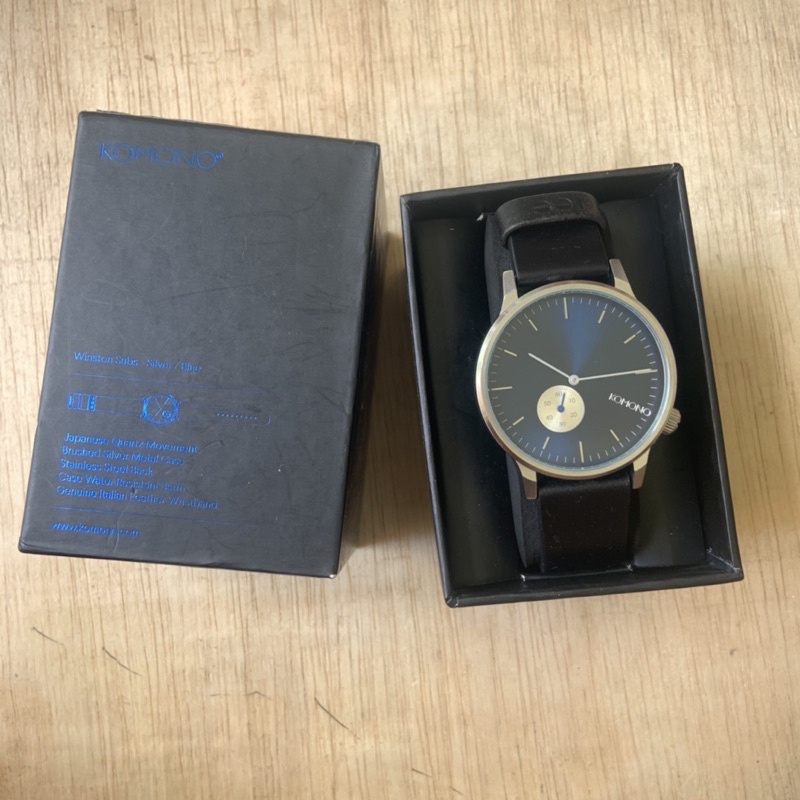 KOMONO jam tangan kulit winston subs silver blue NEW ORIGINAL 100%