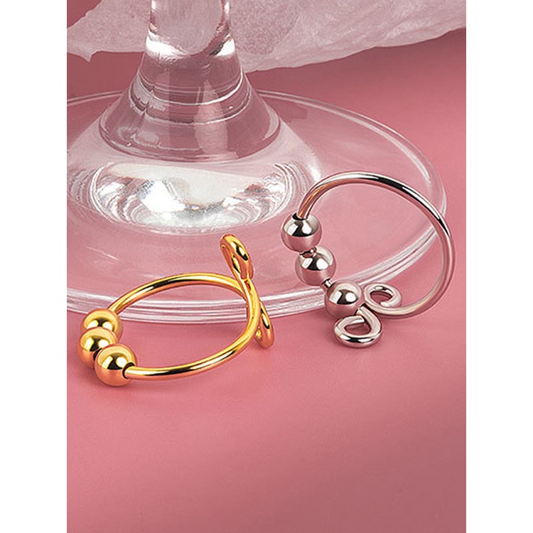 Trendy Anti Kecemasan Cincin Untuk Wanita Pria Manik-Manik Fidget Rings Adjustable Stackable Stress Relief Jari Sederhana Spinner Rings Perhiasan