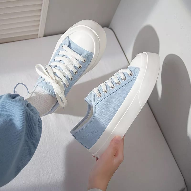 Sepatu Sneakers Wanita Kekinian Casual - Sepatu Wanita Fashion Sekolah Kanvas