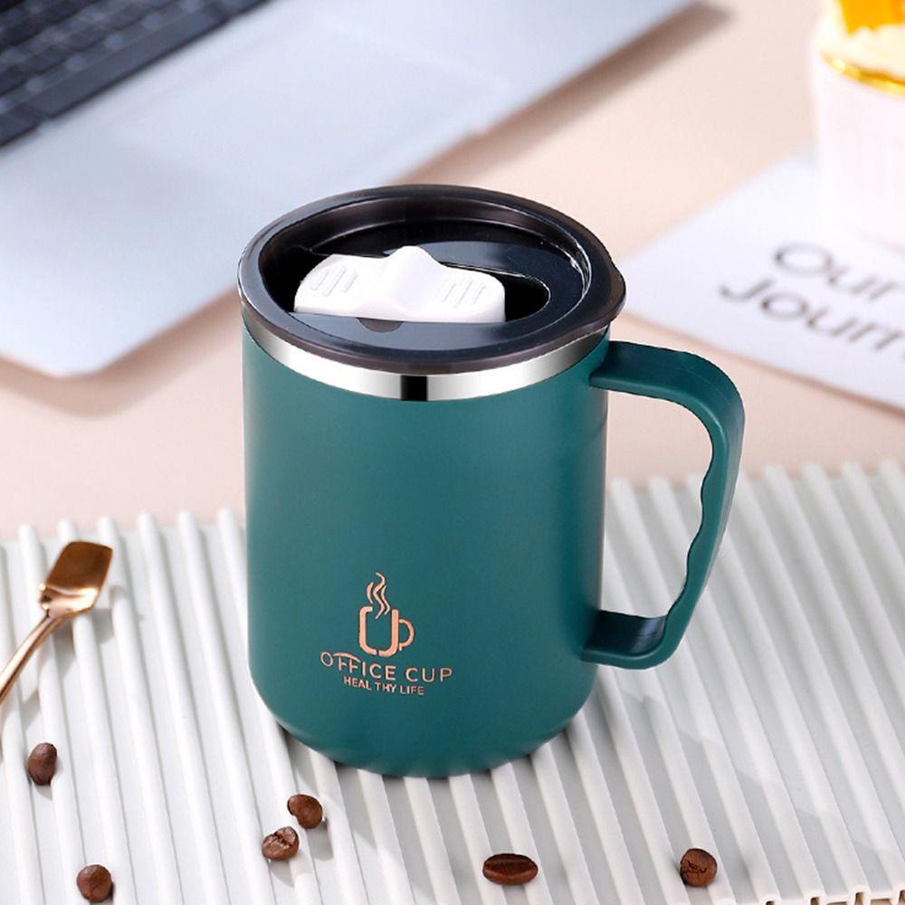 Solighter Mug Kopi Anti Bocor Stainless Steel Dengan Gagang Dan Tutup Travelling Cup