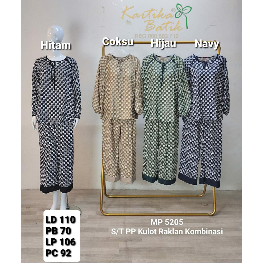 Set PP Kulot Raklan Kombinasi MP 5205 / Setelan Kartika Batik Collection
