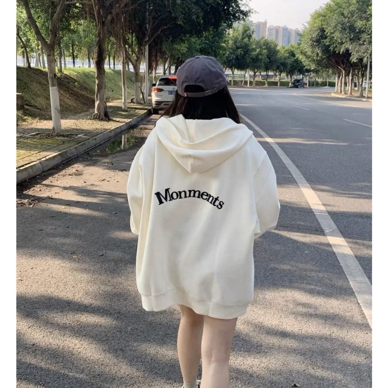 Jacket Zip Hoodie MONMENTS MOMENT (S - 6XL) Bigsize Unisex Korean Style S M L XL 2XL 3XL 4XL 5XL 6XL Jaket Zipper Resleting Oversized Streetwear Hip Hop Urban Harajuku Style Ulzzang Burgundy Navy Dongker