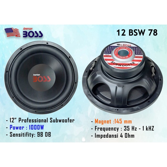 Car Subwoofer American Boss ABS 12&quot; BSW 78 12&quot;