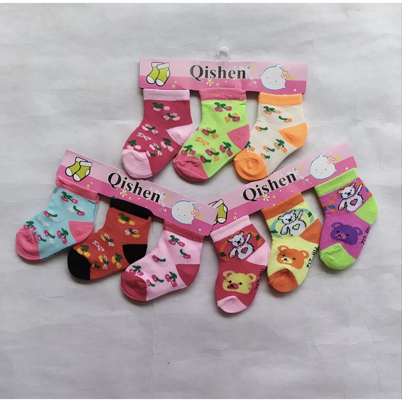 3 Pasang kaus kaki bayi perempuan 0-12 BULAN / KAOS KAKI ANAK CEWEK / KAOS KAKI BAYI PEREMPUAN / kaus kaki bayi motif / kaus kaki anak / kaus kaki bayi cewek