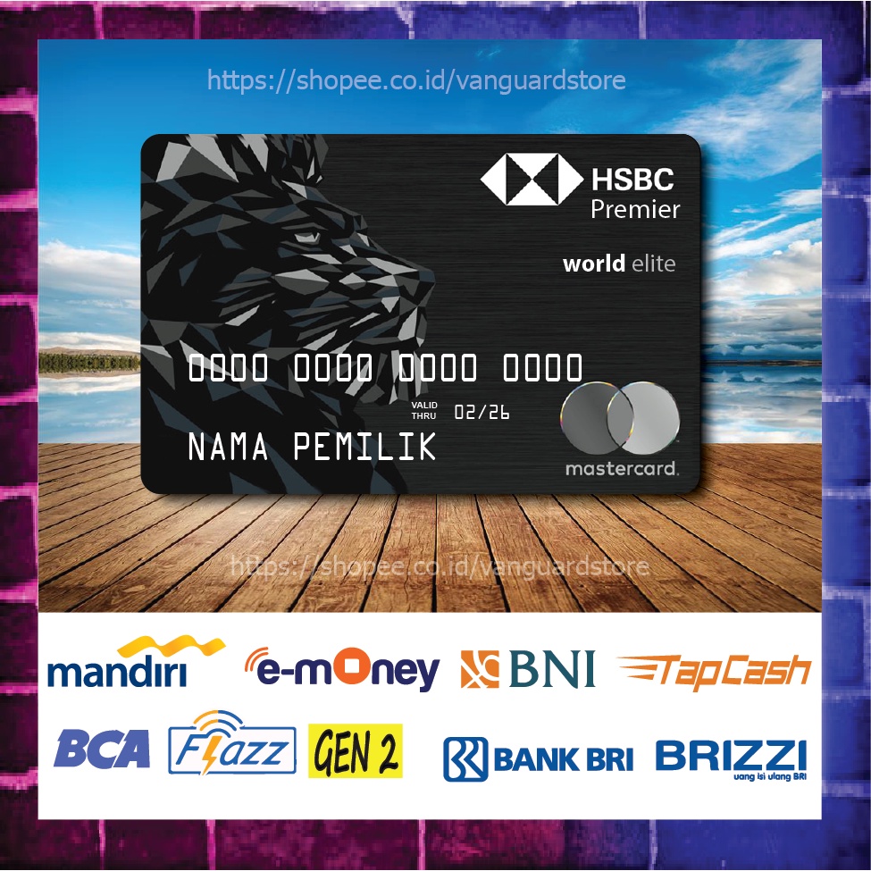 KARTU E MONEY E TOLL KARTU HSBC BLACK CARD DEBIT CREDIT EMONEY MANDIRI FLAZZ BCA BNI TAPCASH BRIZZI BRI - 1 SISI