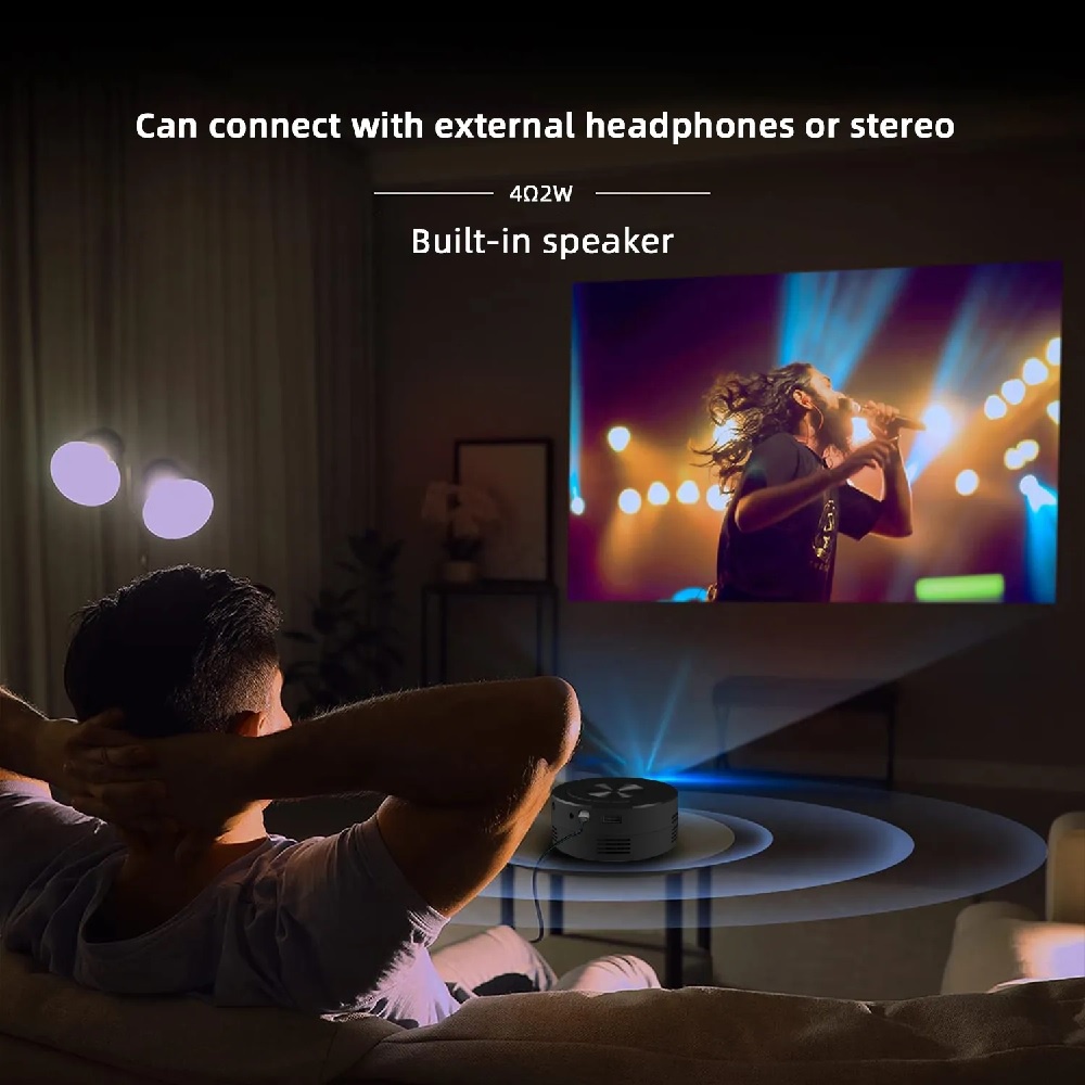 YT200 - Super Mini Portable Projector 15 ANSI Lumens - 1080P Support - Proyektor Super Mini Bisa Connect Ke Handphone