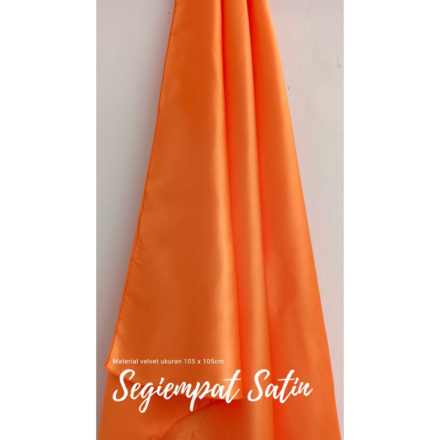 Kerudung Saten Segiempat Orange Bahan Satin Velvet jahit neci | Jilbab Segi empat Satin 105 x 105cm warna Orange