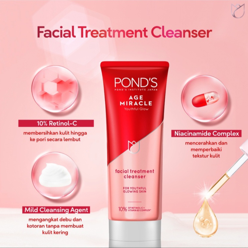Ponds Age Miracle Facial Wash Anti Aging+Glowing with Retinol &amp; Niacinamide 100G