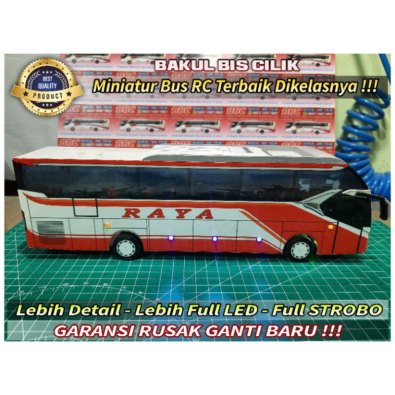 Miniatur bus RC Raya ( Remot Control ) DETIL RAPIH FULL TELOLET FULL STROBO FULL LED