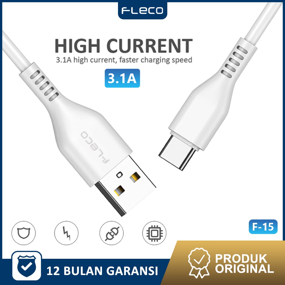 Kabel Data USB Type-C Fast Charging cable Hight Current Speed Up 80%  T-15 FLECO