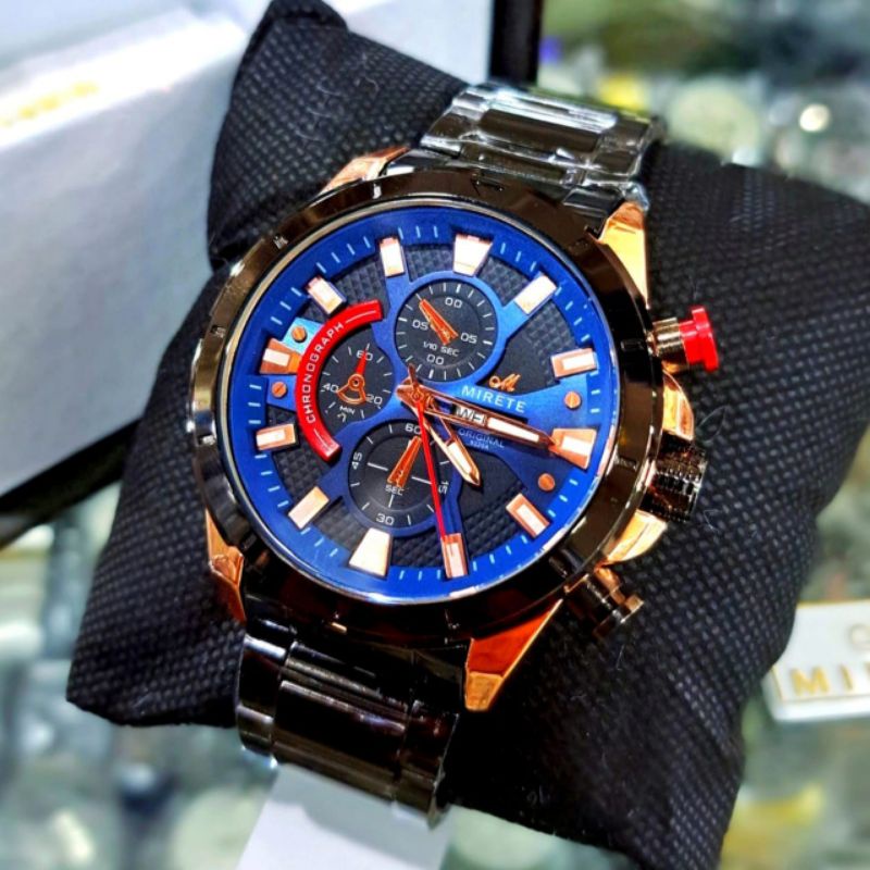 Jam Tangan Pria Terbaru Import || Mirete Original Strap Stainless Steel Analog || Free Box dan Baterai Cadangan || MURAH dan Terlaris || JAM tangan pria model SPORT tahan air