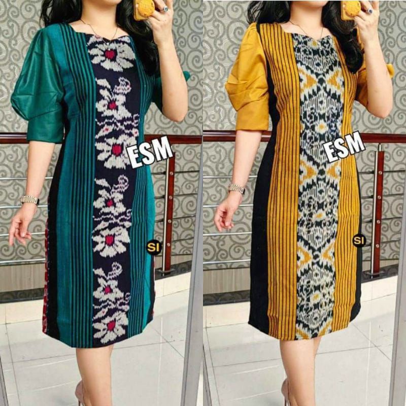 BAJU DRESS PESTA, ETNICK SLIM KOMBINASI TOYOBO