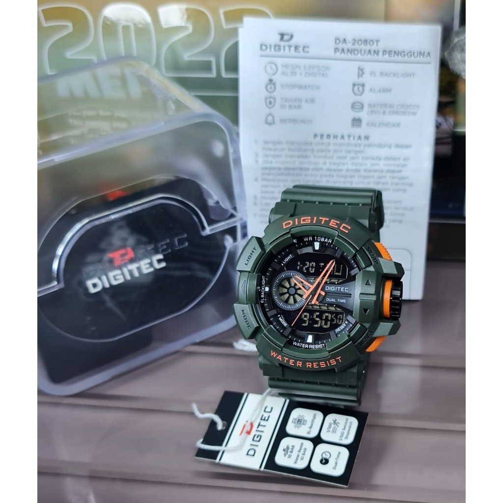 JAM TANGAN PRIA DIGITEC 2080 ORIGINAL TALI RUBBER DIGITAL C165 FREE BOX &amp; BATERAI CADANGAN DIAMETER 3,5 CM || JAM TANGAN FASHION JAM COWOK MURAH