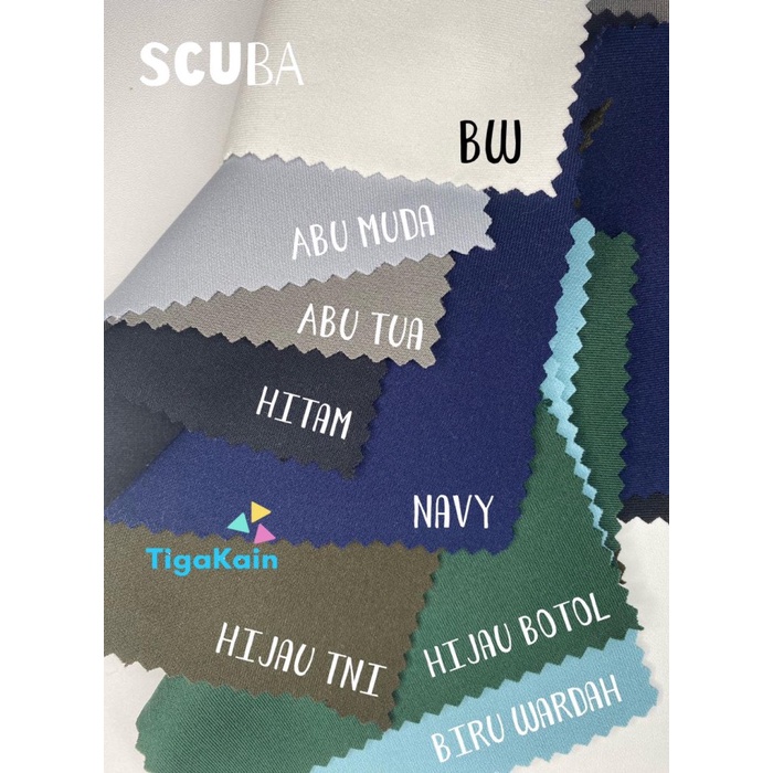 Kain 1 Meter Kain Scuba Polos/ Bahan Scuba Premium 280 Gsm
