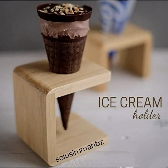 TEMPAT KAYU BULAT 1 LUBANG PENYANGGA CONE HOLDER ES KRIM ICE CREAM