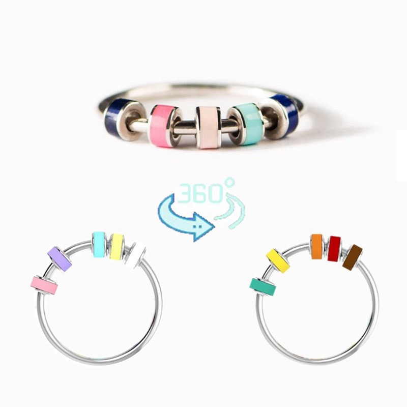 Manik Enamel Halus Kecemasan Fidget Rings Untuk Wanita Perempuan Anti Stres Rilis Mainan Yang Menyenangkan Cincin Perhiasan Tentang Putri Gelisah Cincin Hadiah