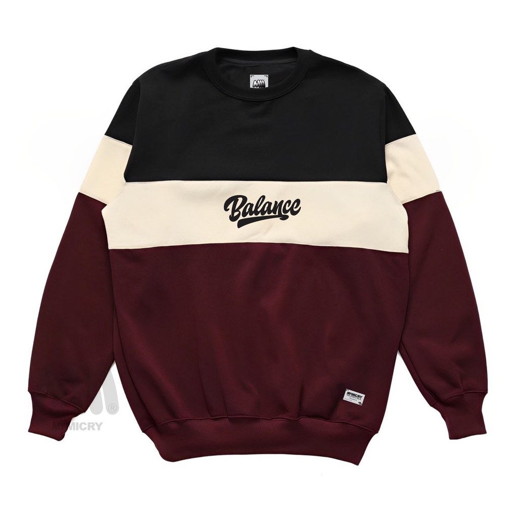 Sweater Crewneck Pria Kombinasi 3 In 1 Balance Keren Original Brand Mymicry Berkualitas Premium Bahan Katun Flece Tebal Sweater Crunek Oversize Unisex Terbaru