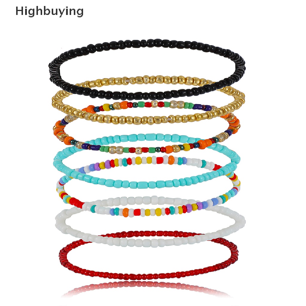 Hbid 7pcs/set Gelang Kaki Manik-Manik Handmade Warna-Warni Gelang Wanita Adjustable Foot Jewelry Glory