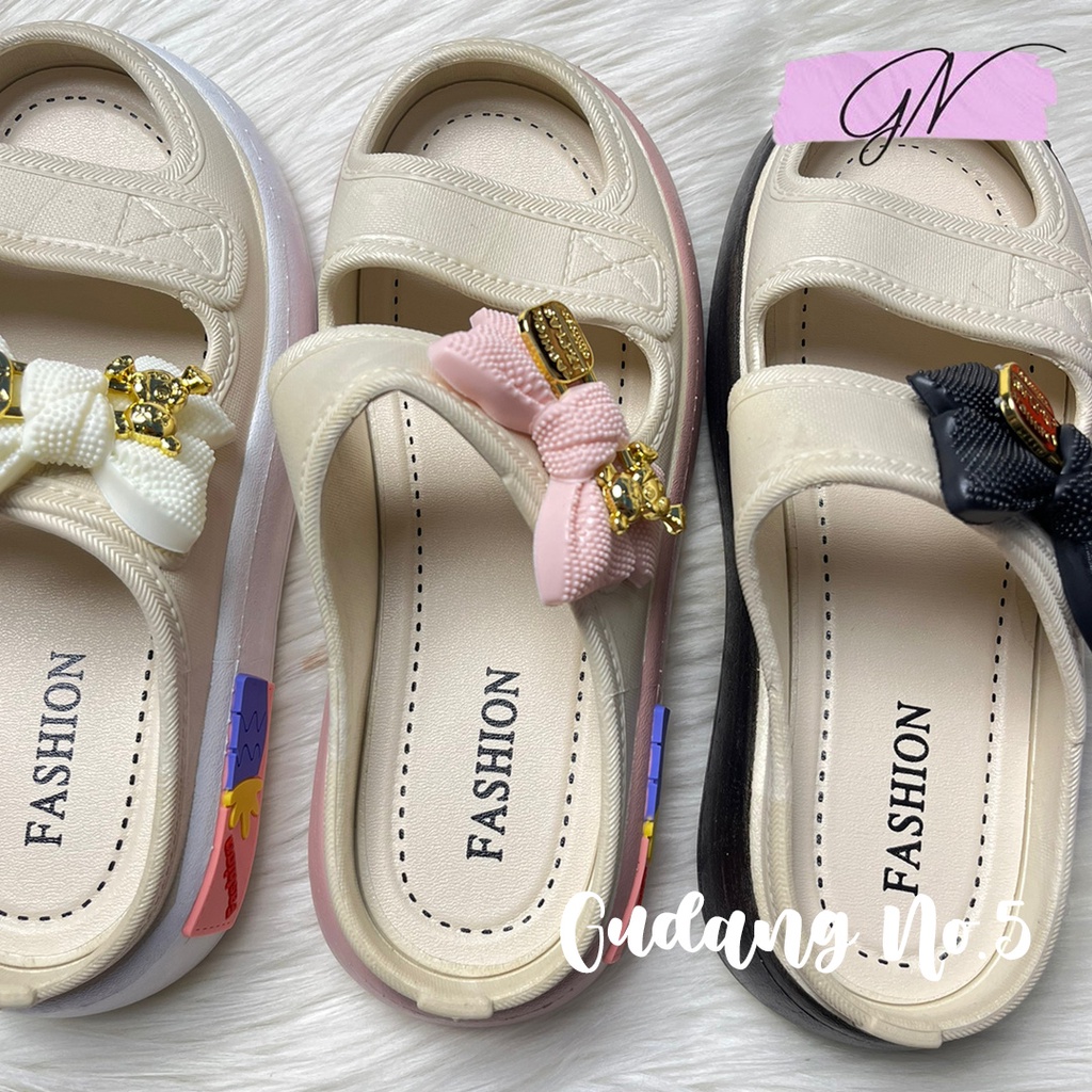 GN-029-2 Sandal Jelly Wanita Fashion Pita Tali Dua Model Terbaru Import PCU