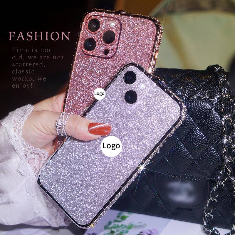 IPHONE Bling Berlian Casing Bumper Ponsel Untuk Iphone14 13 12 11 Pro Max Plus Case Glitter Berlian Imitasi Bingkai Logam Untuk Iphone14Plus Iphone12Mini